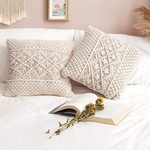 ⬇️ 2pcs Macrame Cushion Woven Boho Pillow Case